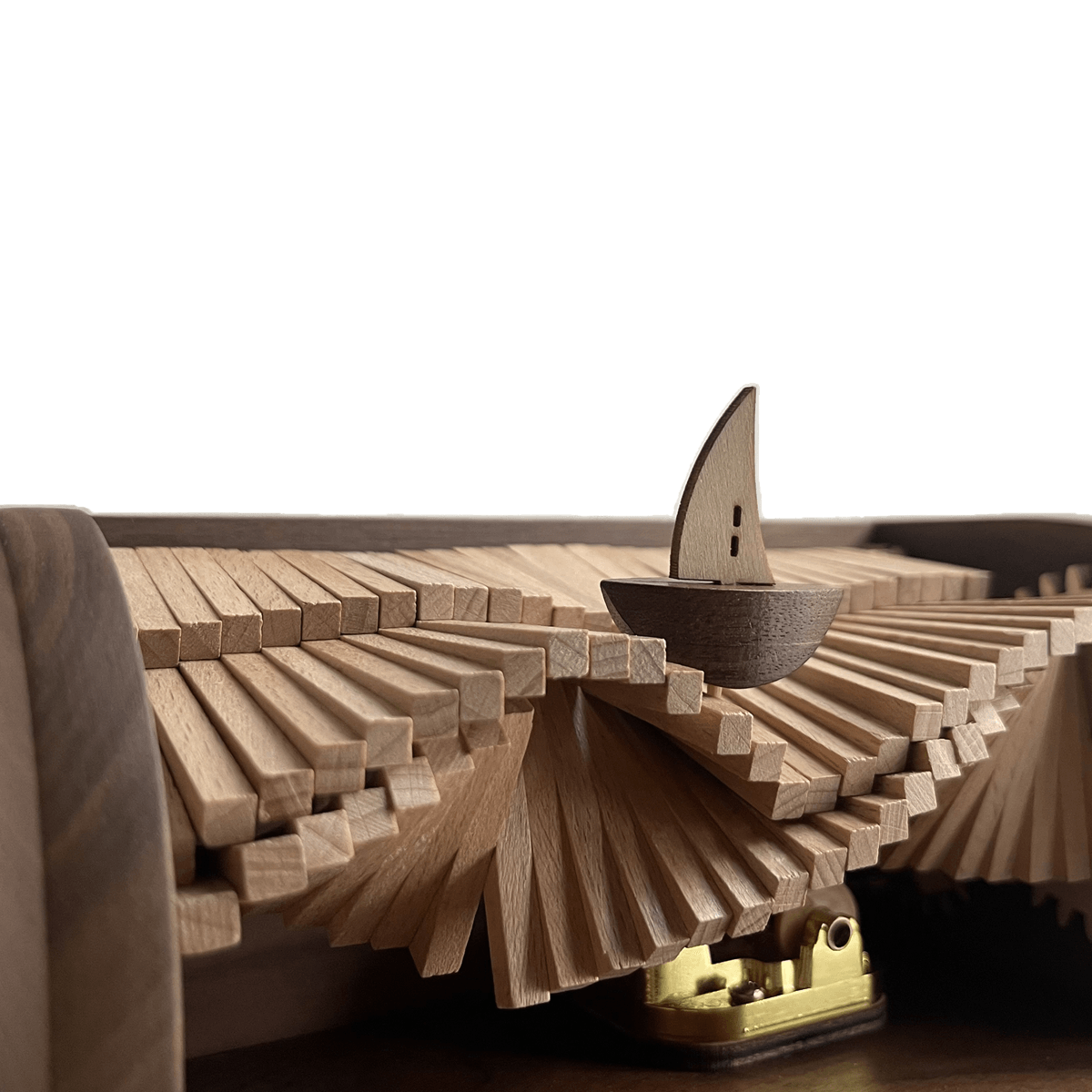 Wooden Sailing Boat Wave Music Box