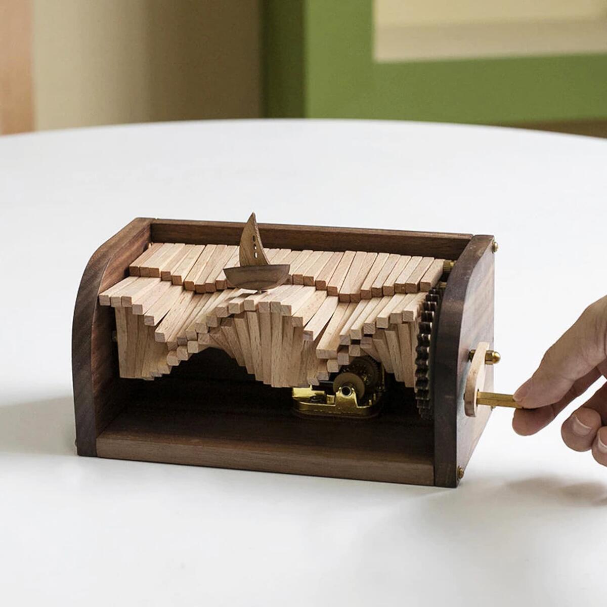 Wooden Sailing Boat Wave Music Box