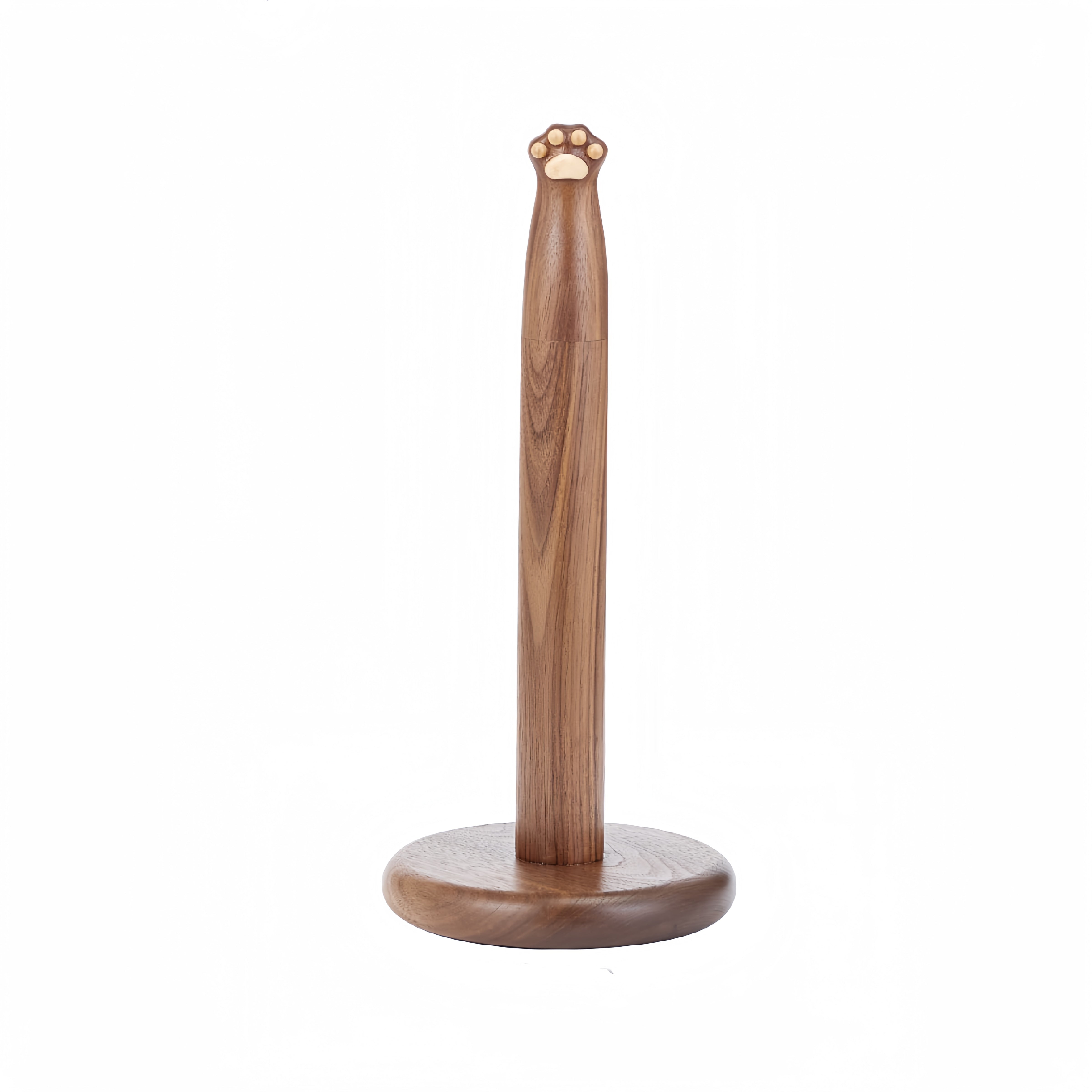 Hand-Carved Wooden Cat Claw Tissue Holder