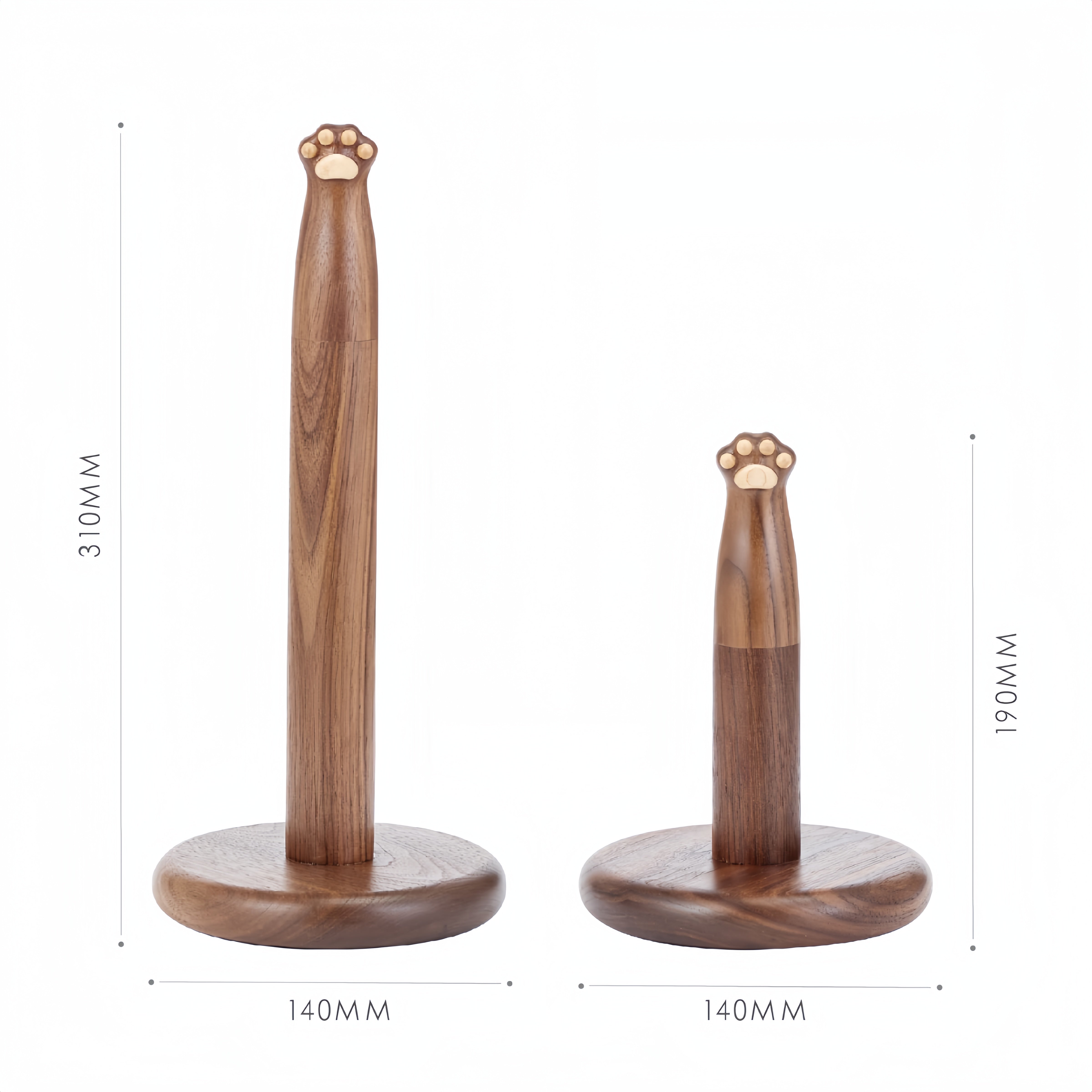 Hand-Carved Wooden Cat Claw Tissue Holder