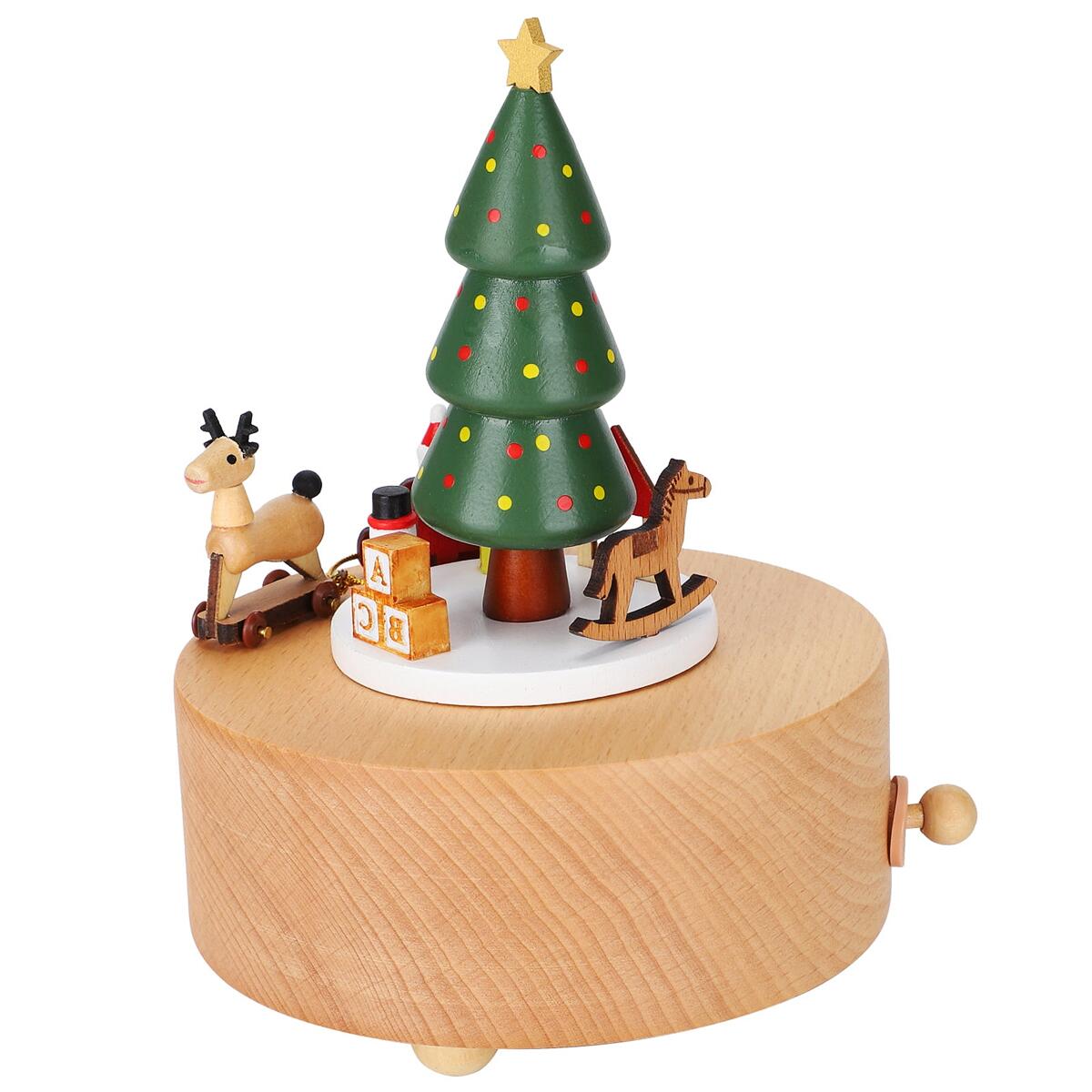 Christmas Tree & Reindeer Sleigh Music Box (Melody: We Wish You a Merry Christmas)