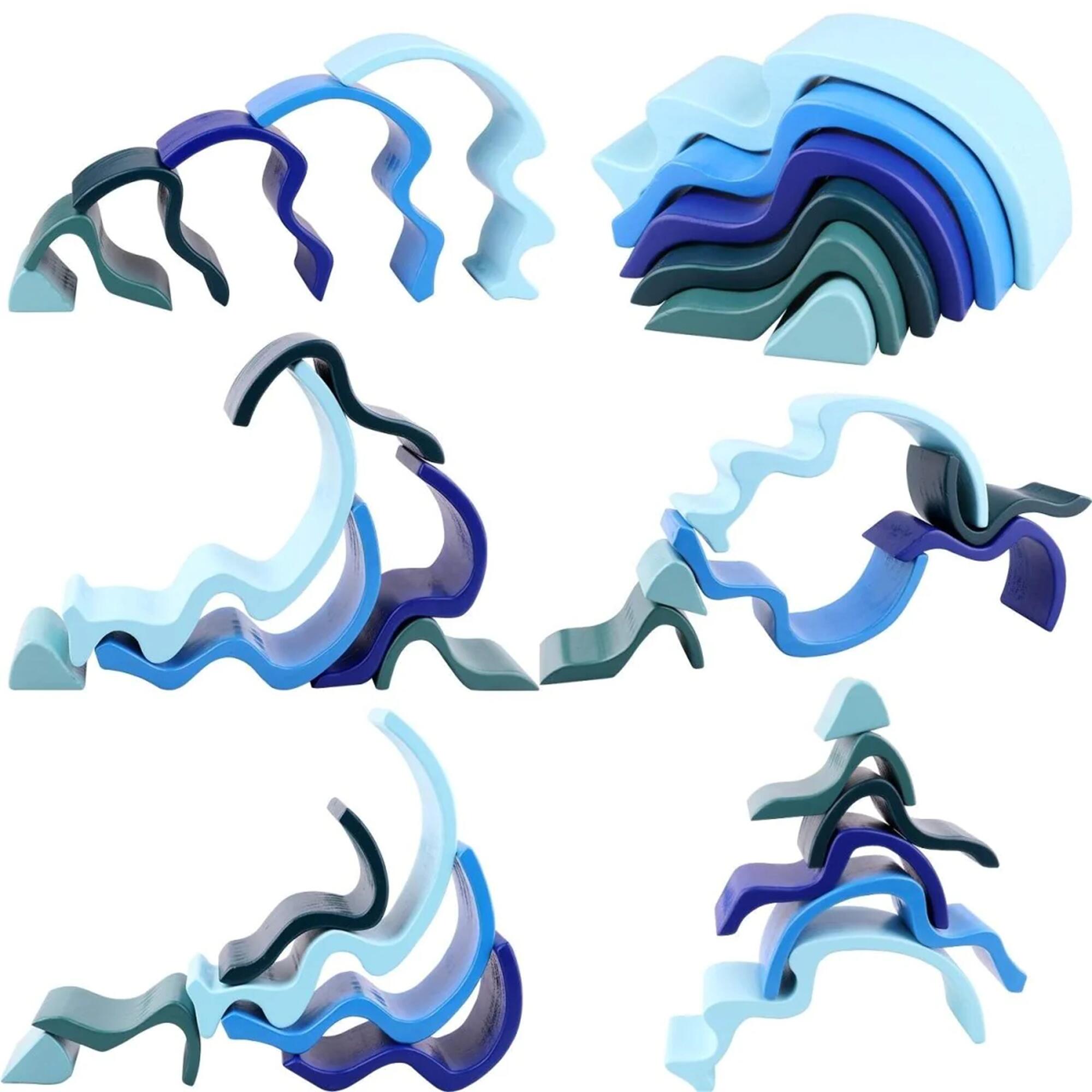 Water Wave Elements Wooden Stacker