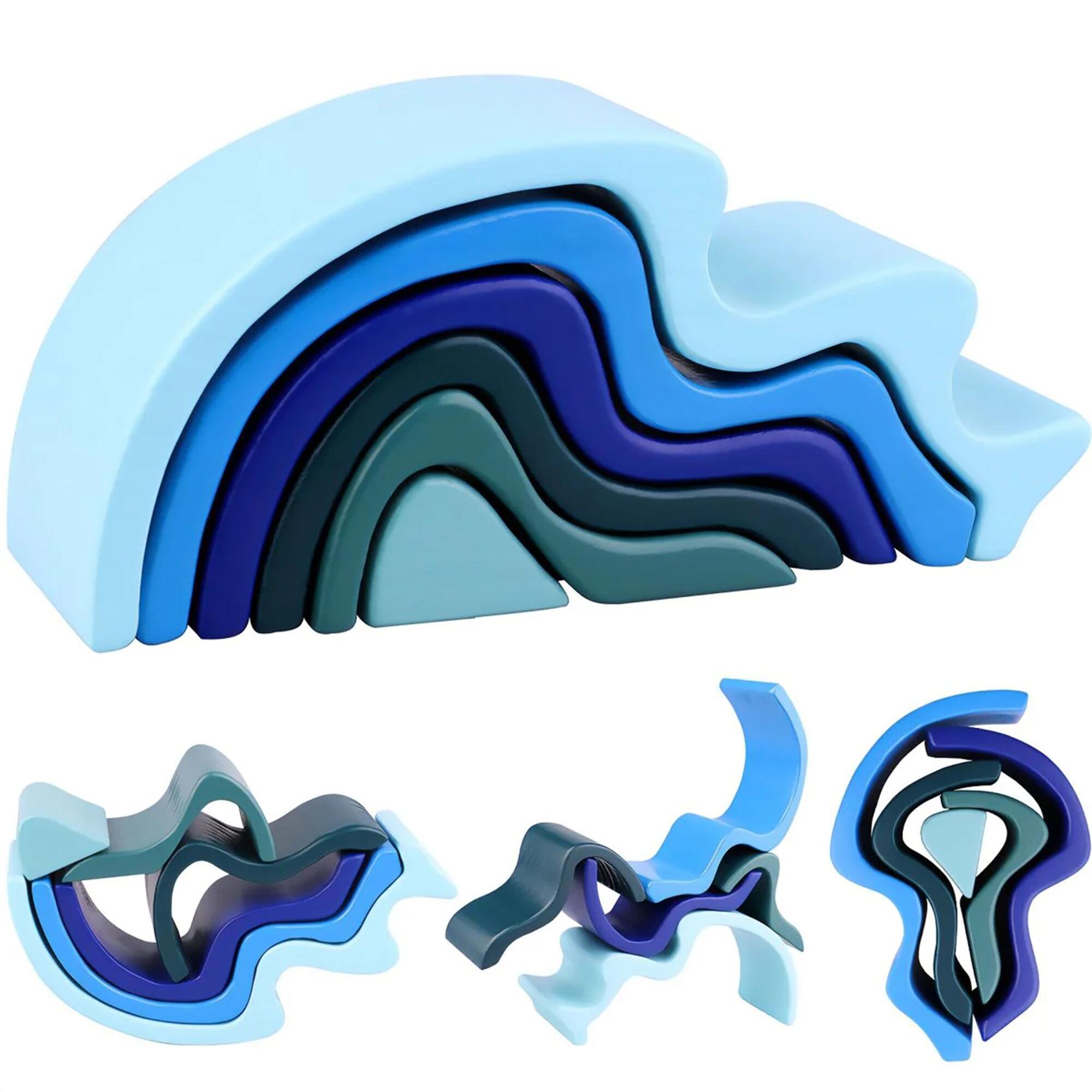 Water Wave Elements Wooden Stacker