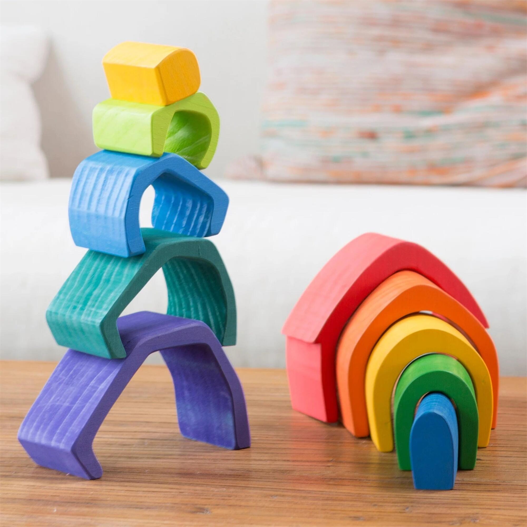 Wooden Stackable Stone Nesting Blocks Play Set