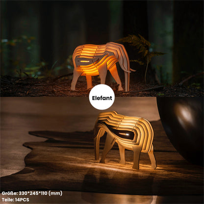 Tierisches Nachtlicht aus Holz Interaktives Eltern-Kind-Spielzeug zum Zusammenbauen