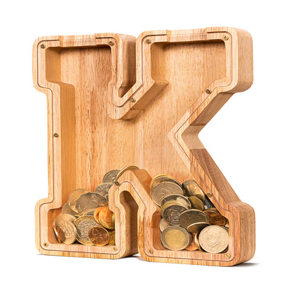 Buchstaben-Sparschwein aus Holz, Münz-Banknote-Sparschwein – Geschenk aus Holz für Kinder