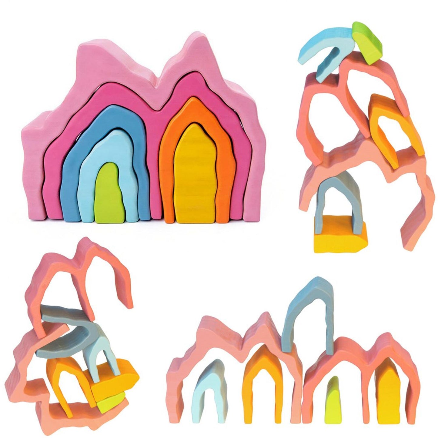 Coral Wooden Stacking Toy
