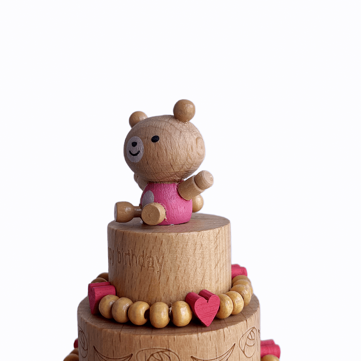 Spinning Bear Birthday Cake Music Box (Melody  Happy Birthday)
