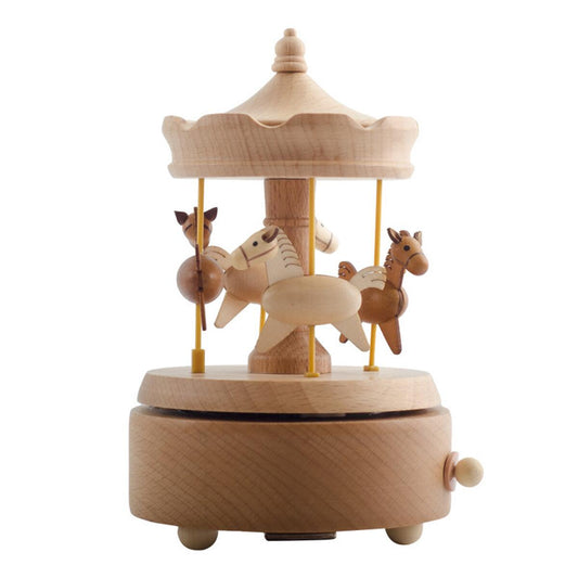 Wooden Carousel Music Box (Melody: Castle in the Sky)